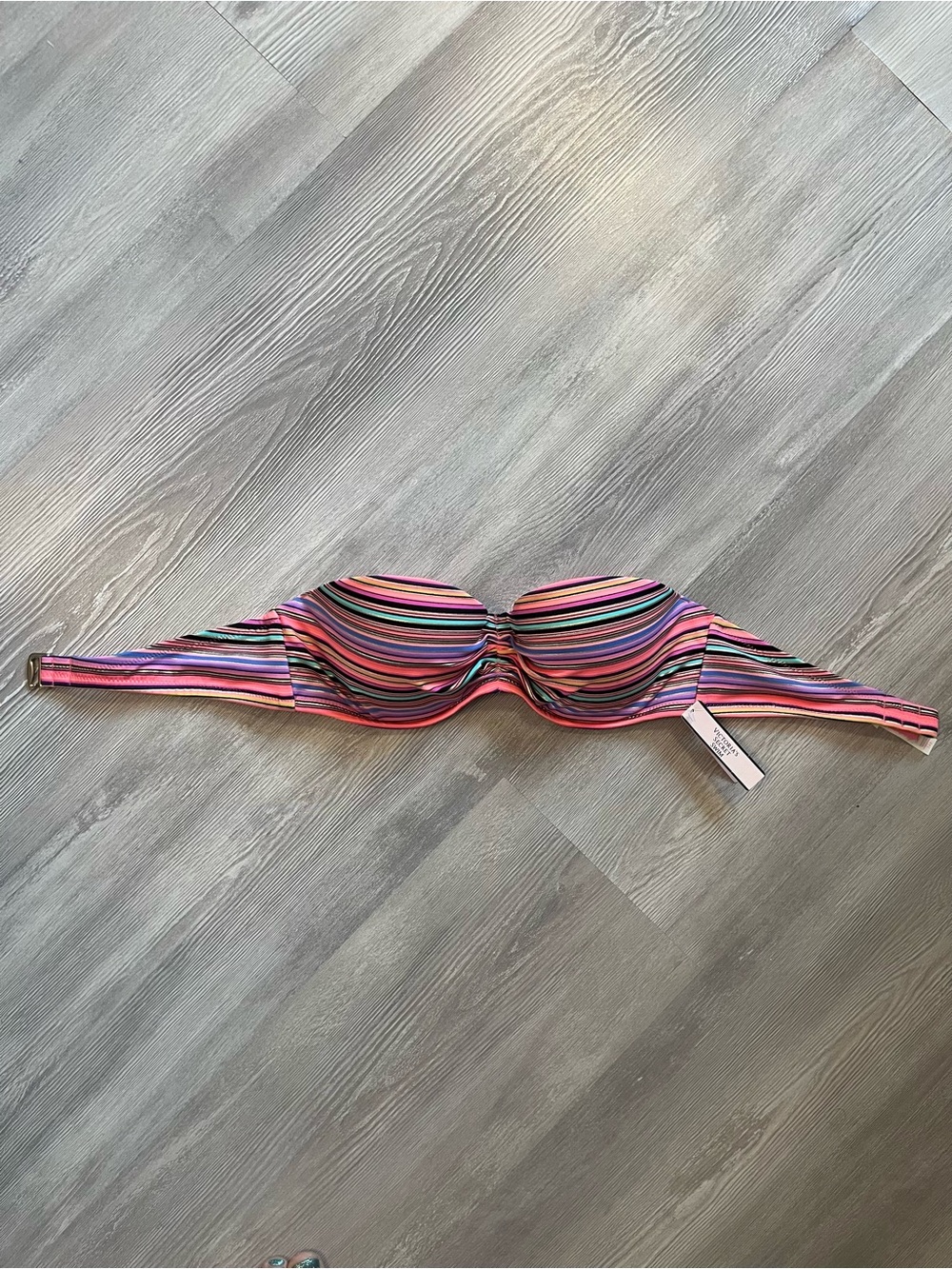 NWT Victorias Secret Flirt Bandeau Rainbow Striped Bikini Bottom size 34B
